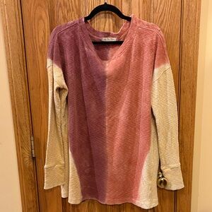 We The Free Rose, Purple, and Cream Oversized Sweater
